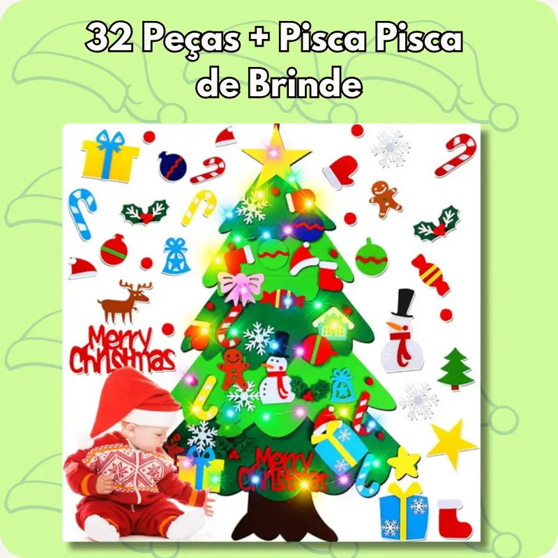 Árvore de Natal com 32 Peças + Pisca Pisca de Brinde